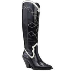 Vince Camuto Nedema Tall Western Boots – Black/Creamy, Women’s 8 M